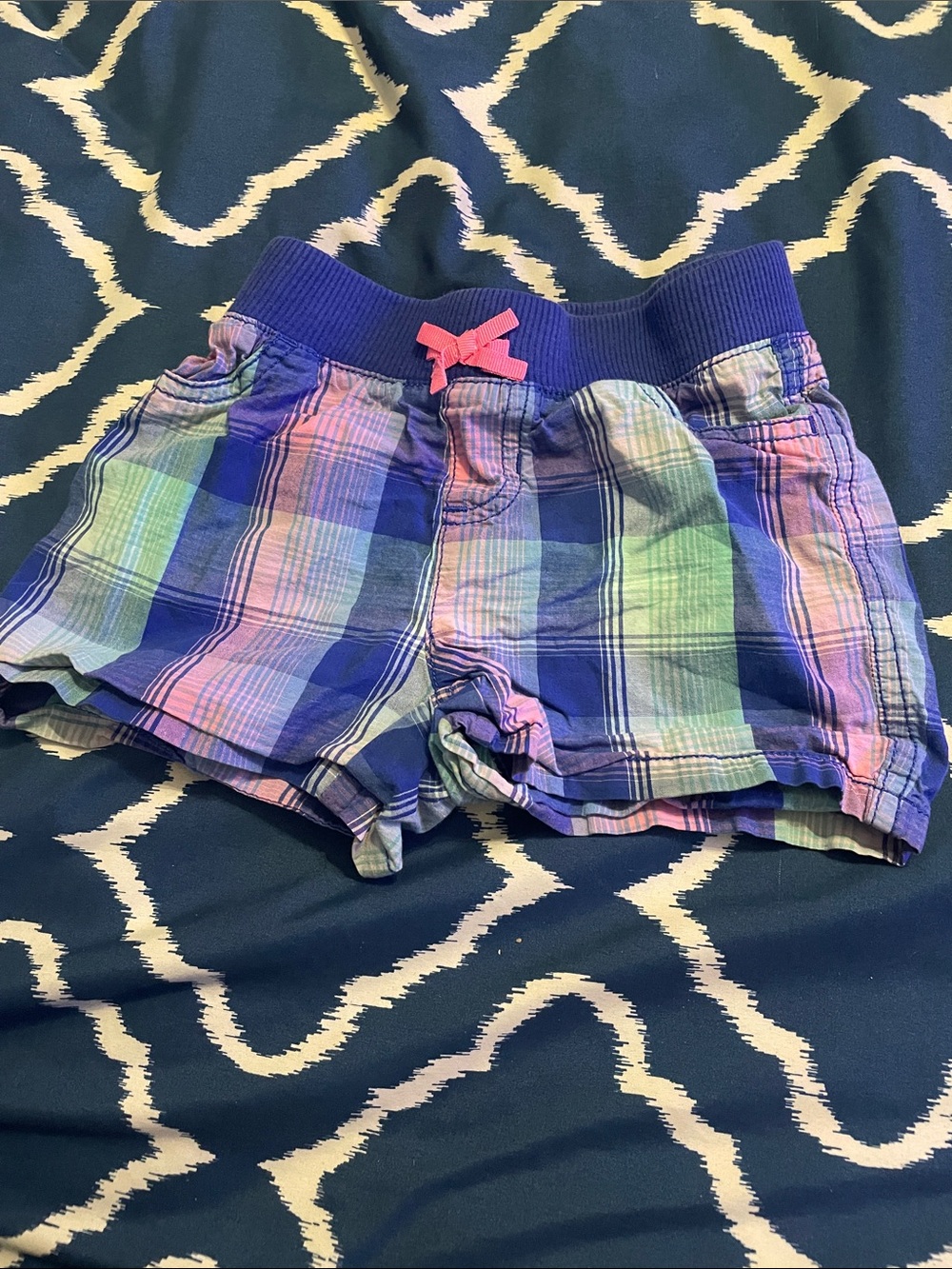 jumping beans Plaid Pull-On Shorts with Pink Bow